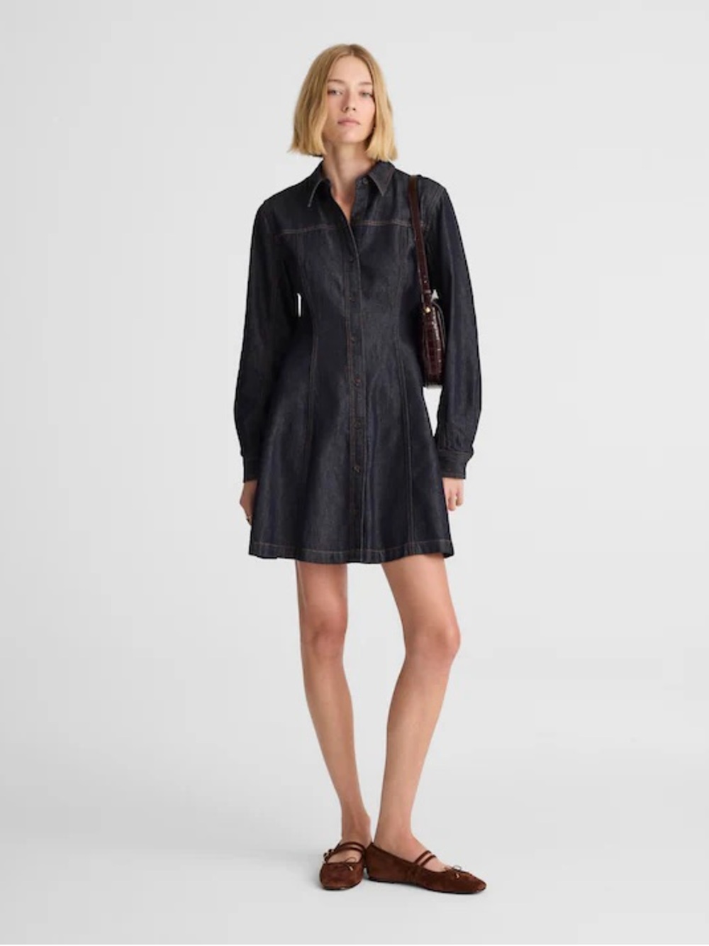 NWT Madewell Airy Denim Seamed Shirtdress in Rinse Wash Size 16 Dark Wash FLAW